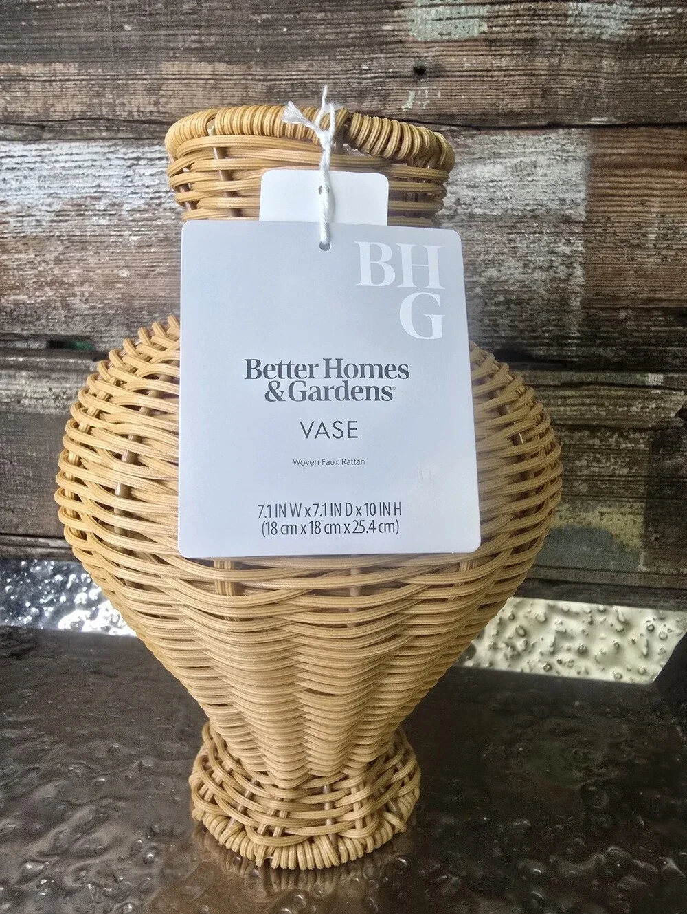 Better Homes & Gardens Handwoven Rattan Vase Boho Decor NWT